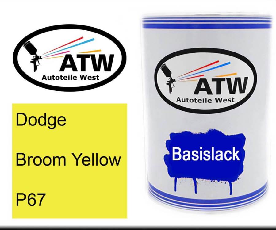 Dodge, Broom Yellow, P67: 500ml Lackdose, von ATW Autoteile West.